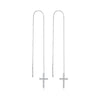 Wholesale S925 Sterling Silver Cross Ear Wire Micropaved Zircon Geometric Long Earrings For Women