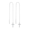 Wholesale S925 Sterling Silver Cross Ear Wire Micropaved Zircon Geometric Long Earrings For Women
