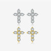 Wholesale S925 Sterling Silver Cross Earrings For Women With Platinum Or 18K Gold Electroplating In Fashionable And Trendy Style