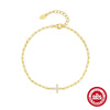 Wholesale S925 Sterling Silver Cross Pclip Zircon Bracelet With Electroplating And Real Gold Plating Simple Design