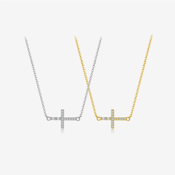 Wholesale S925 Sterling Silver Cross Pendant Necklace And Bracelet With Zircon Geometric Design Diamond Treatment Platinum Or 18K Gold Electroplating Simple And All Match Unisex