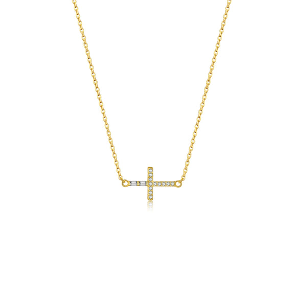 Wholesale S925 Sterling Silver Cross Pendant Necklace And Bracelet With Zircon Geometric Design Diamond Treatment Platinum Or 18K Gold Electroplating Simple And All Match Unisex