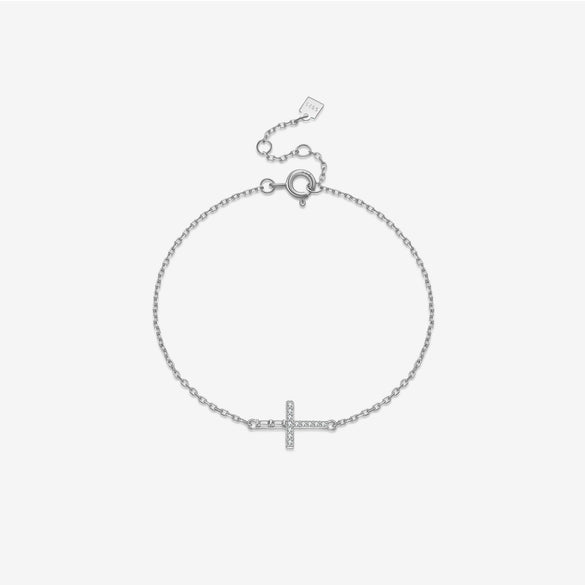Wholesale S925 Sterling Silver Cross Pendant Necklace And Bracelet With Zircon Geometric Design Diamond Treatment Platinum Or 18K Gold Electroplating Simple And All Match Unisex