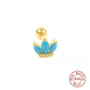 Wholesale S925 Sterling Silver Crown Shaped Ear Thread Piercing Earring With Geometric Pattern And Electroplating For Women