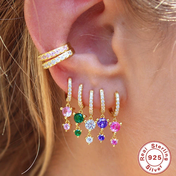 Wholesale S925 Sterling Silver Crystal Drop Flower Zircon Earrings With Geometric Pattern And Electroplating For Women