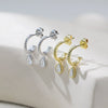 Wholesale S925 Sterling Silver Cshaped Dropshaped Zircon Earrings For Women Minimalist Style