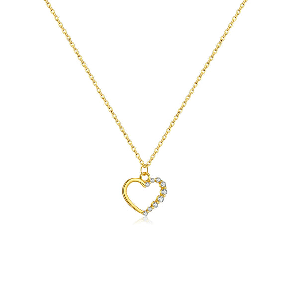 Wholesale S925 Sterling Silver Cut Out Heart Shaped Necklace And Earrings With Electroplating Cool Design Regular Chain