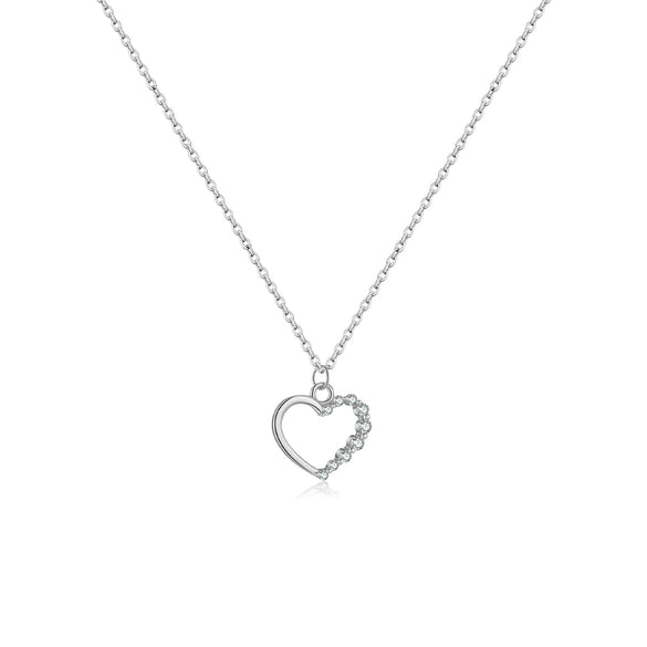 Wholesale S925 Sterling Silver Cut Out Heart Shaped Necklace And Earrings With Electroplating Cool Design Regular Chain