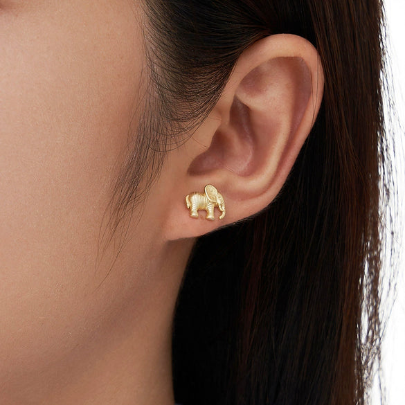 Wholesale S925 Sterling Silver Cute Geometric Animal Baby Elephant Earrings