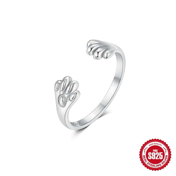 Wholesale S925 Sterling Silver Dandelion Cat's Claw Antique Retro Butterfly Design Adjustable Opening Ring For Women With Electroplating And Real Gold Plating