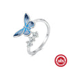 Wholesale S925 Sterling Silver Dandelion Cat's Claw Antique Retro Butterfly Design Adjustable Opening Ring For Women With Electroplating And Real Gold Plating