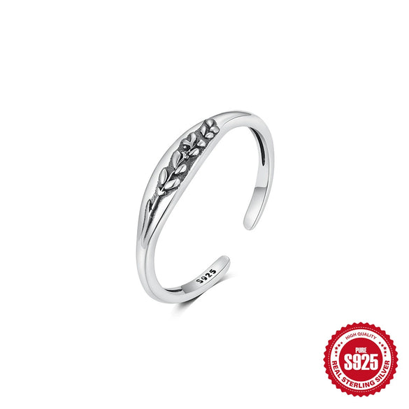 Wholesale S925 Sterling Silver Dandelion Cat's Claw Antique Retro Butterfly Design Adjustable Opening Ring For Women With Electroplating And Real Gold Plating
