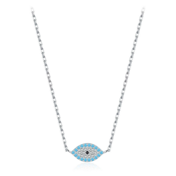 Wholesale S925 Sterling Silver Devil's Eye Light Luxury Diamond Women's Clavicle Necklace With Cross Chain