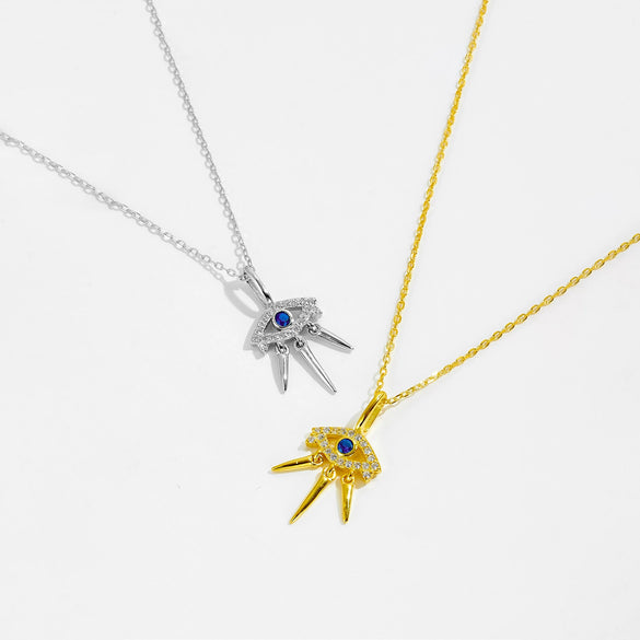 Wholesale S925 Sterling Silver Devil's Eye Necklace With Geometric Design And Electroplating Process For Women