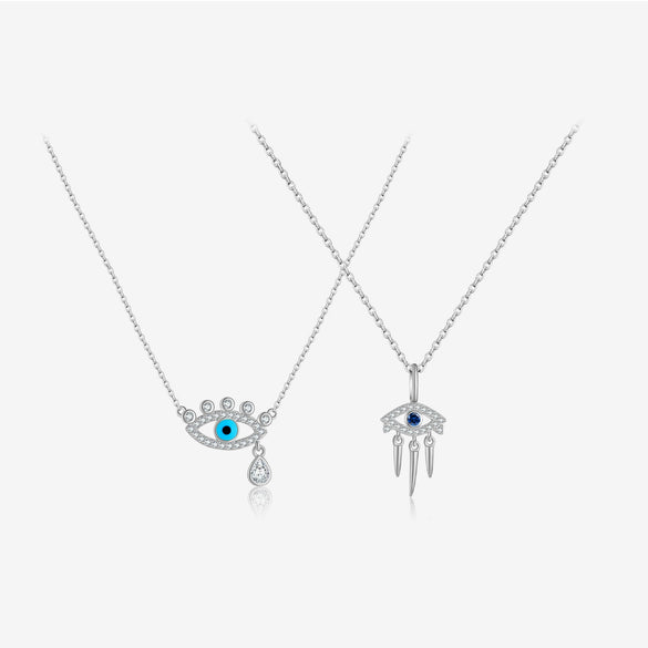 Wholesale S925 Sterling Silver Devil's Eye Necklace With Geometric Design And Electroplating Process For Women