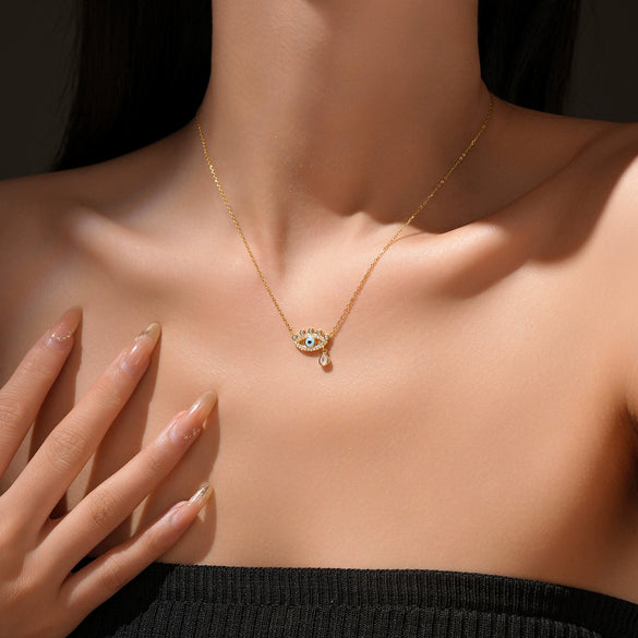 Wholesale S925 Sterling Silver Devil's Eye Necklace With Geometric Design And Electroplating Process For Women