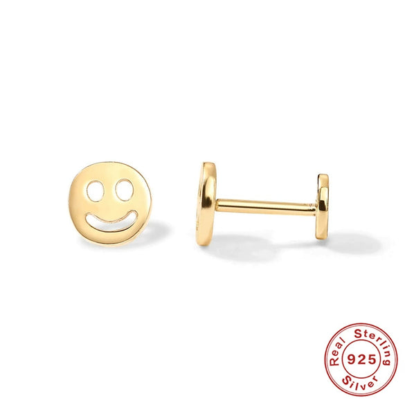 Wholesale S925 Sterling Silver Devil's Eye Snake Smiling Face Flat Head Internal Thread Puncture Cartilage Ear Nail Ear Bone Nail With Geometric Design And Electroplating For Women
