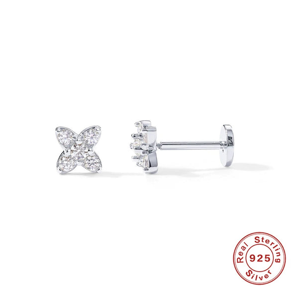 Wholesale S925 Sterling Silver Devil's Eye Snake Smiling Face Flat Head Internal Thread Puncture Cartilage Ear Nail Ear Bone Nail With Geometric Design And Electroplating For Women