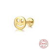 Wholesale S925 Sterling Silver Devil's Eye Snake Smiling Face Flat Head Internal Thread Puncture Cartilage Ear Nail Ear Bone Nail With Geometric Design And Electroplating For Women