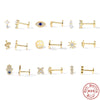 Wholesale S925 Sterling Silver Devil's Eye Snake Smiling Face Flat Head Internal Thread Puncture Cartilage Ear Nail Ear Bone Nail With Geometric Design And Electroplating For Women