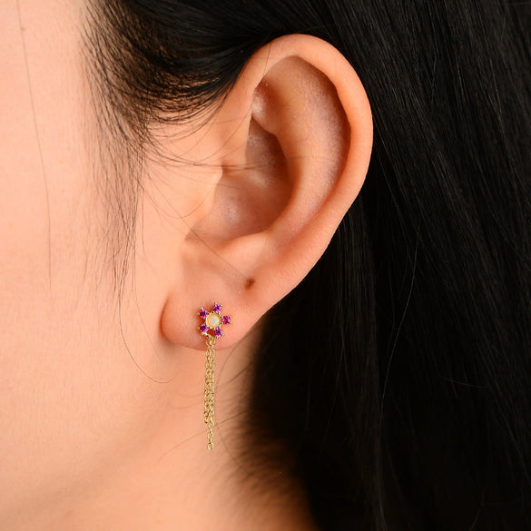 Wholesale S925 Sterling Silver Diamond Flower Tassel Earrings For Women