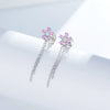 Wholesale S925 Sterling Silver Diamond Flower Tassel Earrings For Women