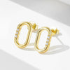 Wholesale S925 Sterling Silver Diamond Geometric U Shaped Rectangular Oval Earrings For Women