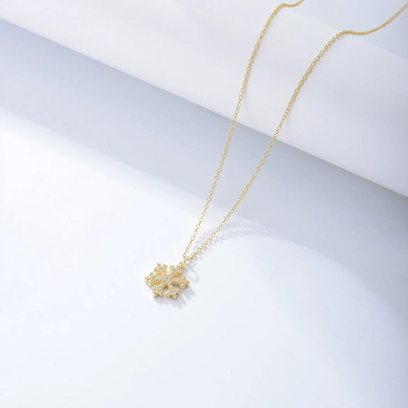 Wholesale S925 Sterling Silver Diamond Inlaid Snowflake Cross Chain Necklace For Women