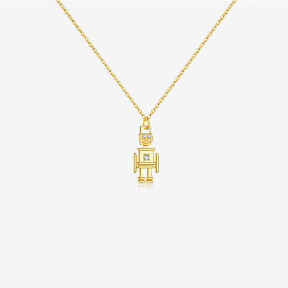 Wholesale S925 Sterling Silver Diamond Robot Pendant Necklace With Platinum Or 18K Gold Electroplating Fashionable And Compact Jewelry For Women