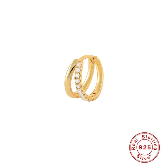 Wholesale S925 Sterling Silver Distinctive Creative Double Layer Geometric Earrings With Ear Buckle Light Luxury Style