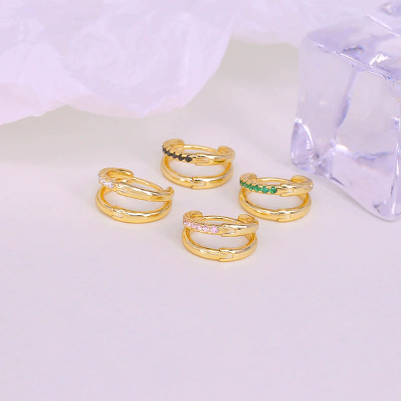 Wholesale S925 Sterling Silver Distinctive Creative Double Layer Geometric Earrings With Ear Buckle Light Luxury Style