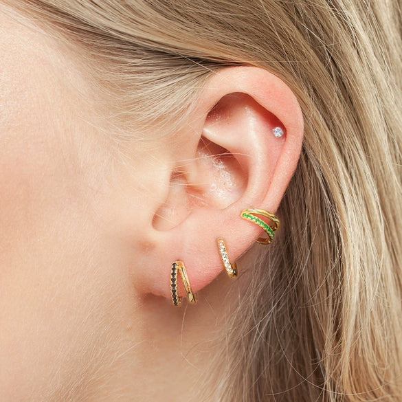 Wholesale S925 Sterling Silver Distinctive Creative Double Layer Geometric Earrings With Ear Buckle Light Luxury Style