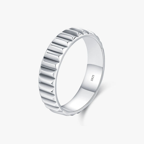 Wholesale S925 Sterling Silver Distinctive Industrial Niche Retro Vintage Distressed Stacked Finger Ring For Women Electroplated