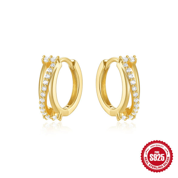 Wholesale S925 Sterling Silver Distinctive Love Chain Glossy Luxury Huggie Hoops Earrings With Geometric Design And Electroplating