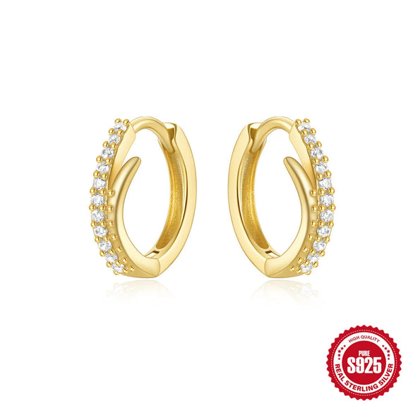 Wholesale S925 Sterling Silver Distinctive Love Chain Glossy Luxury Huggie Hoops Earrings With Geometric Design And Electroplating