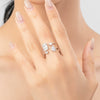 Wholesale S925 Sterling Silver Double Layer Geometric Zircon Inlay Ring For Women Light Luxury High End Sense