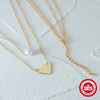 Wholesale S925 Sterling Silver Double Layer Stacked Pearl Love Geometric Necklace With 18K Gold Electroplated O Chain For Women