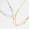 Wholesale S925 Sterling Silver Double Layer Stacked Simple All Match Round Stone Water Drop Stitching Clavicle Chain With Geometric Pattern And Electroplating