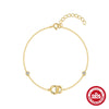 Wholesale S925 Sterling Silver Double Ring Geometric Bracelet For Women With Real Gold Electroplating
