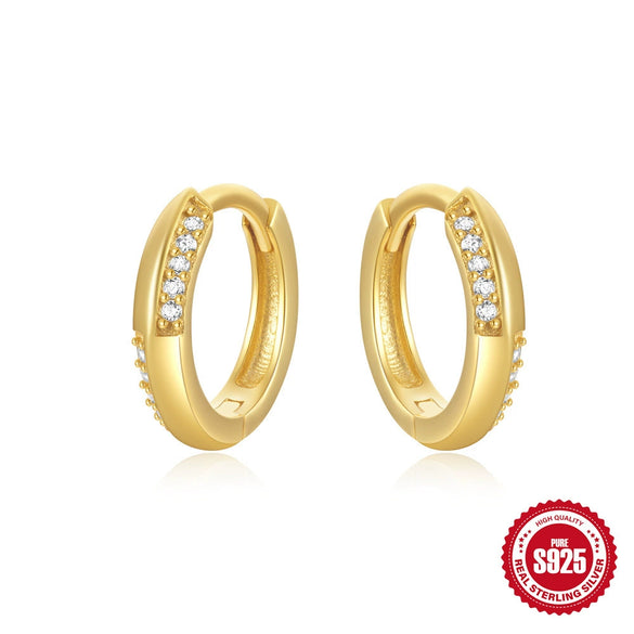 Wholesale S925 Sterling Silver Double Row Diamond Minimalist Geometric Fashion Earring With Electroplating Treatment For Women