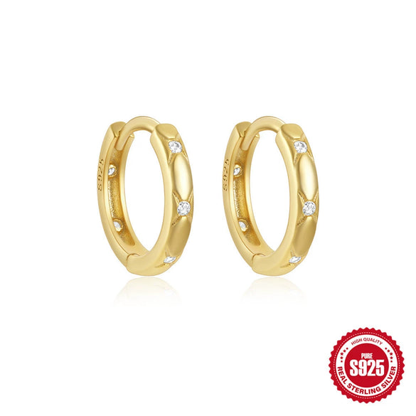 Wholesale S925 Sterling Silver Double Row Diamond Minimalist Geometric Fashion Earring With Electroplating Treatment For Women