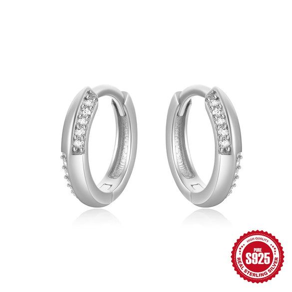 Wholesale S925 Sterling Silver Double Row Diamond Minimalist Geometric Fashion Earring With Electroplating Treatment For Women