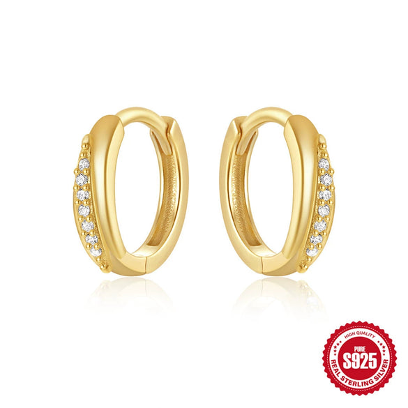 Wholesale S925 Sterling Silver Double Row Diamond Minimalist Geometric Fashion Earring With Electroplating Treatment For Women