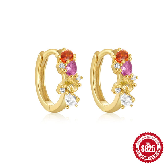 Wholesale S925 Sterling Silver Double Row Diamond Minimalist Geometric Fashion Earring With Electroplating Treatment For Women
