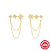Wholesale S925 Sterling Silver Doublelayer Chain Fivepointed Star Tassel Earrings For Women With Electroplating Process