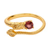 Wholesale S925 Sterling Silver Dragon Tail Ring With Natural Garnet Gem Inlaid For Unisex