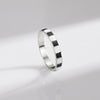 Wholesale S925 Sterling Silver Dripping Glue Geometric Black And White Plaid Ring