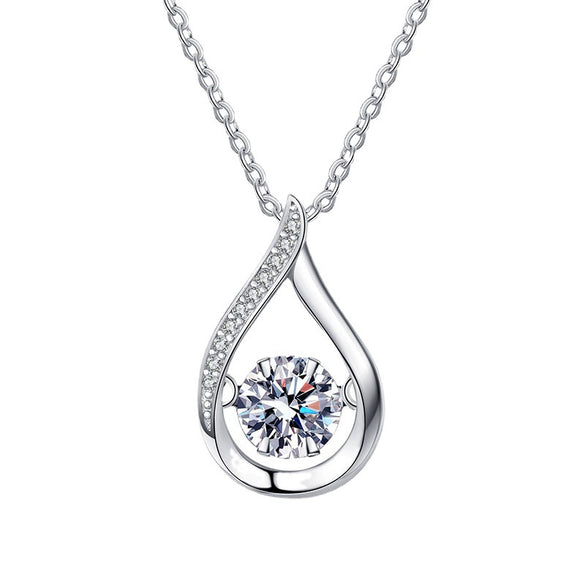Wholesale S925 Sterling Silver Drop Shape Moissanite Pendant Necklace With Electroplating For Women