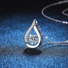 Wholesale S925 Sterling Silver Drop Shape Moissanite Pendant Necklace With Electroplating For Women