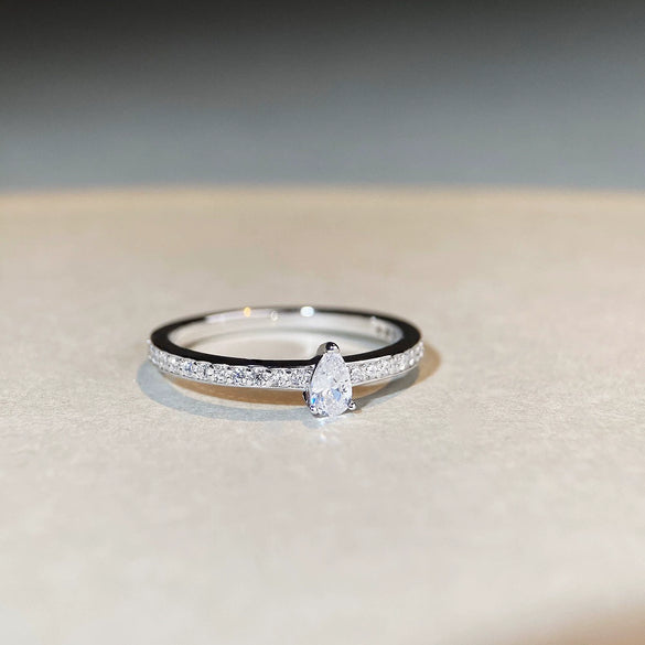 Wholesale S925 Sterling Silver Drop Shape Ring Simple Ins Style Electroplated